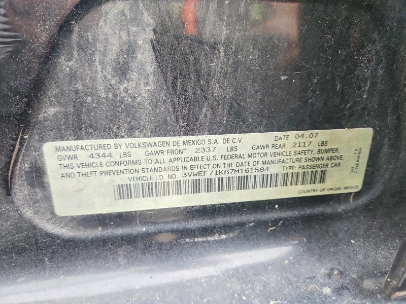 Продаж на аукціоні авто 2007 Volkswagen Jetta, vin: 3VWEF71K87M161584, номер лоту: 70257186