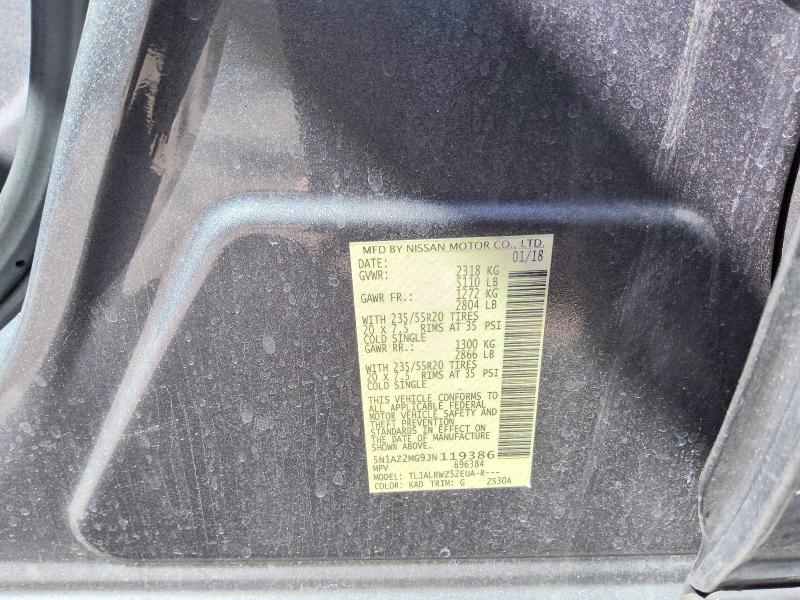 2018 Nissan Murano მანქანა იყიდება აუქციონზე, vin: 5N1AZ2MG9JN119386, აუქციონის ნომერი: 69786786