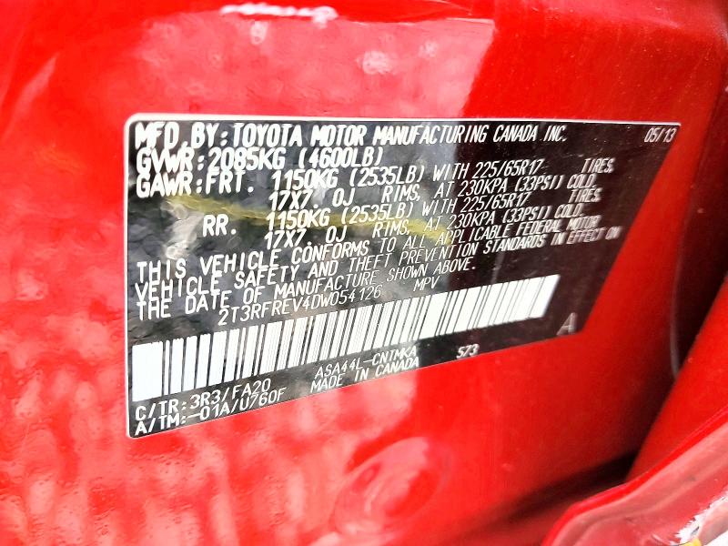 Продаж на аукціоні авто 2013 Toyota Rav4, vin: 2T3RFREV4DW054126, номер лоту: 69326706