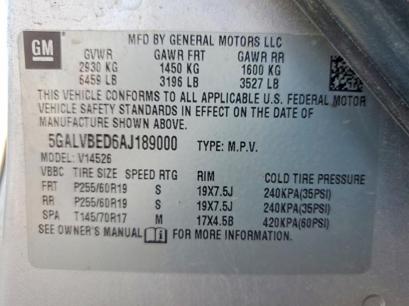 Продаж на аукціоні авто 2010 Buick Enclave, vin: 5GALVBED6AJ189000, номер лоту: 67505956