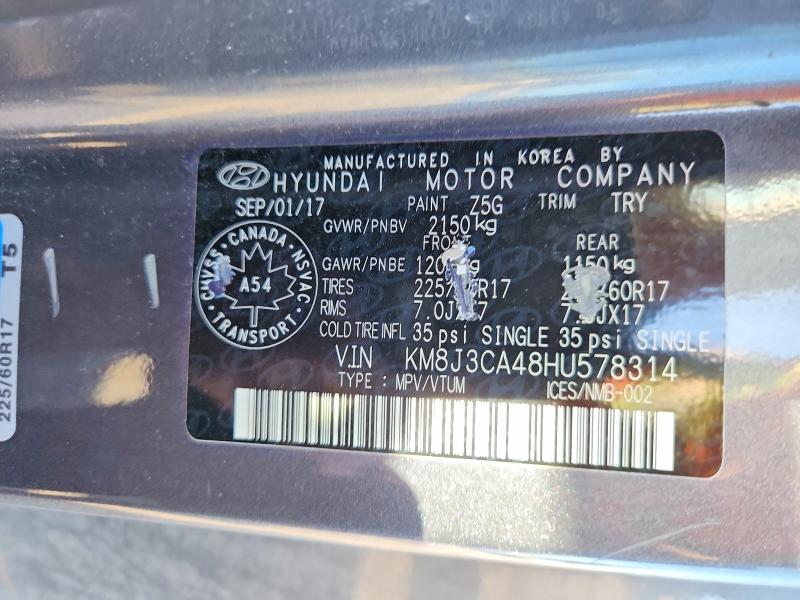 Aukcja sprzedaży 2017 Hyundai Tucson, vin: KM8J3CA48HU578314, numer aukcji: 65289086