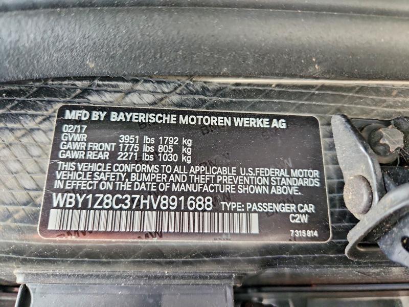 Auction sale of the 2017 Bmw I3, vin: WBY1Z8C37HV891688, lot number: 69920896