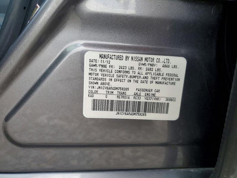 Aukcja sprzedaży 2013 Infiniti G37 Sedan, vin: JN1CV6AR4DM759265, numer aukcji: 66427936