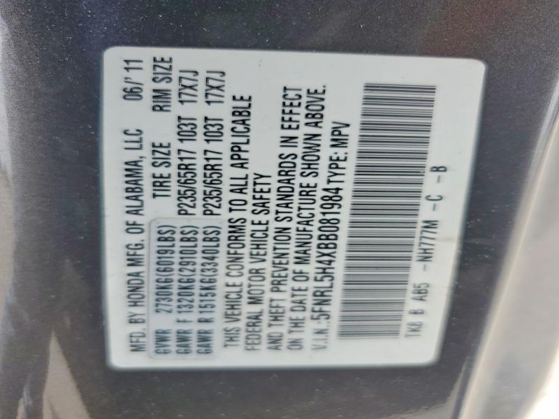 Aukcja sprzedaży 2011 Honda Odyssey, vin: 5FNRL5H4XBB081984, numer aukcji: 70012936