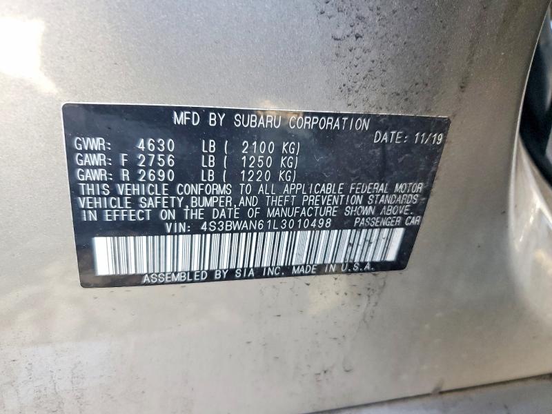 Продажа на аукционе авто 2020 Subaru Legacy, vin: 4S3BWAN61L3010498, номер лота: 67281306