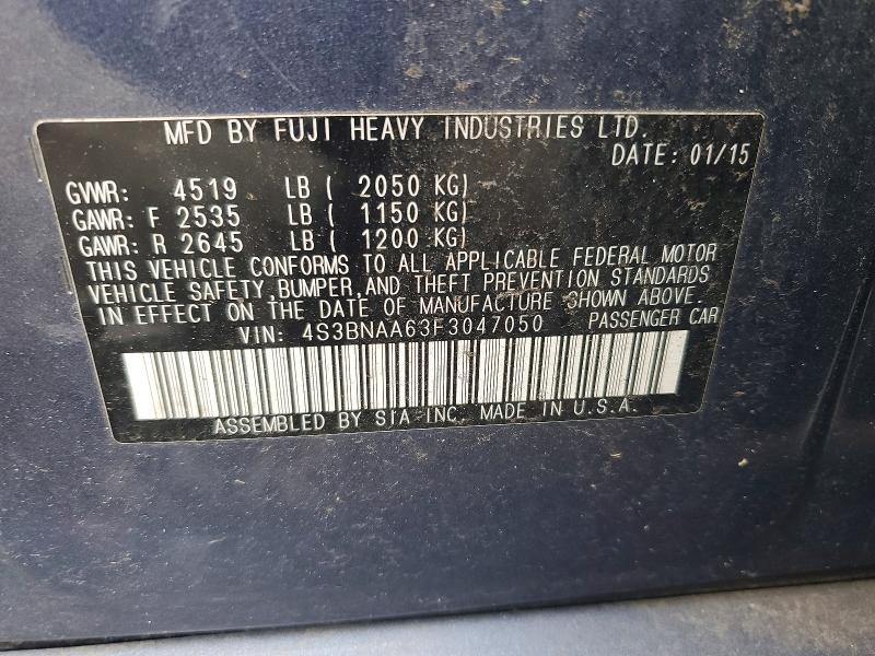 Aukcja sprzedaży 2015 Subaru Legacy, vin: 4S3BNAA63F3047050, numer aukcji: 69929206