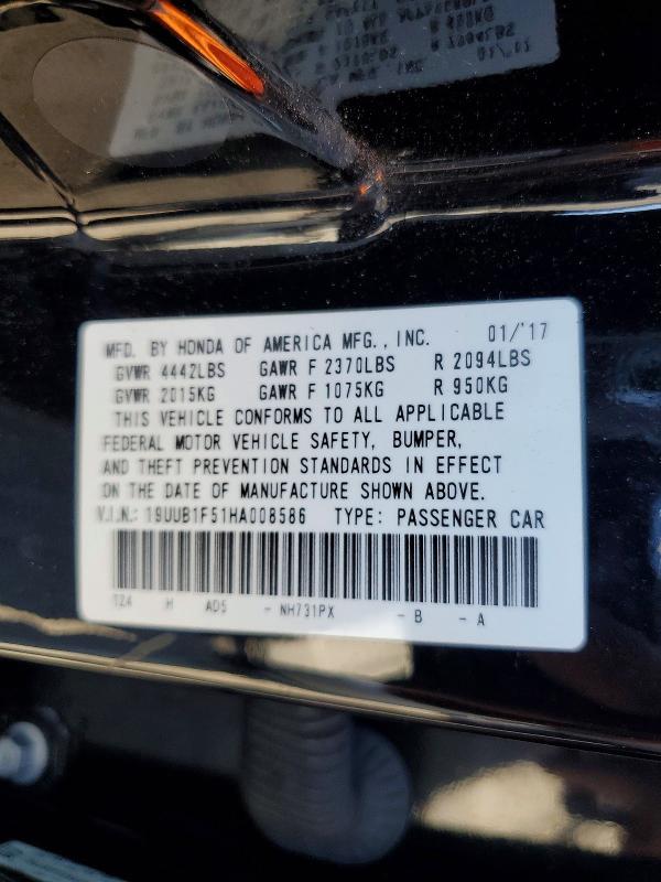 69640016 :رقم المزاد ، 19UUB1F51HA008586 vin ، 2017 Acura Tlx مزاد بيع