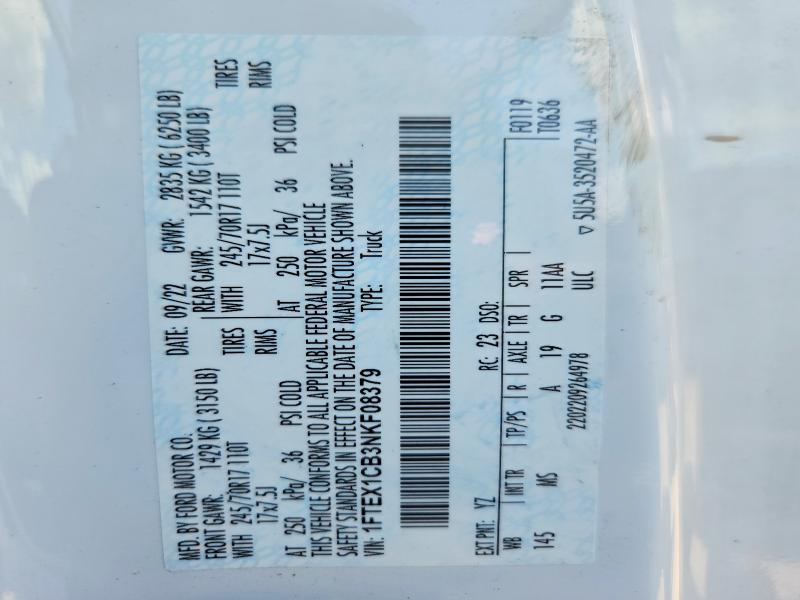 Aukcja sprzedaży 2022 Ford F150, vin: 1FTEX1CB3NKF08379, numer aukcji: 68031986