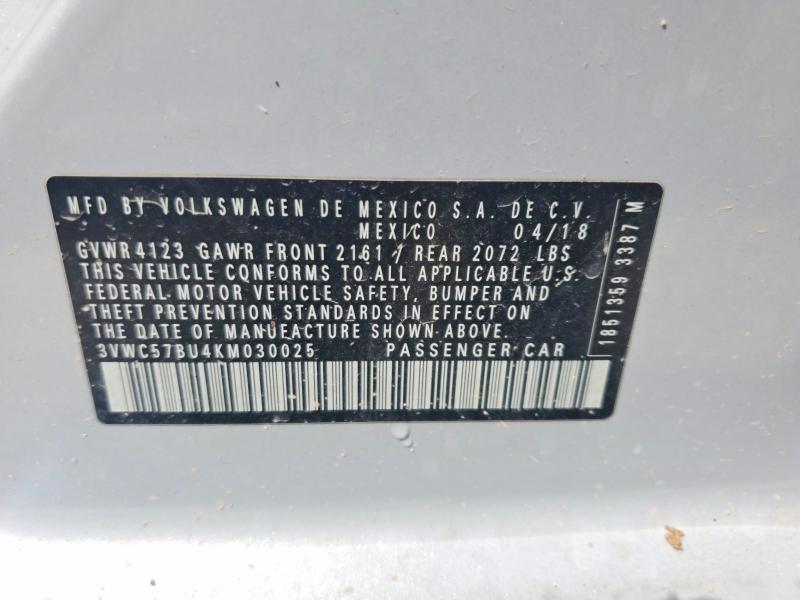 Aukcja sprzedaży 2019 Volkswagen Jetta, vin: 3VWC57BU4KM030025, numer aukcji: 67871136