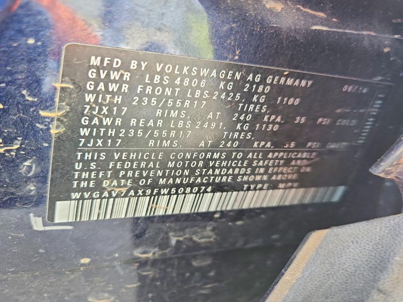 Aukcja sprzedaży 2015 Volkswagen Tiguan, vin: WVGAV7AX9FW508074, numer aukcji: 70305066