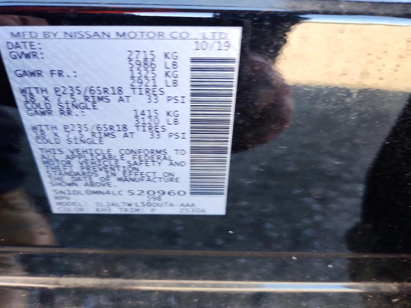 Aukcja sprzedaży 2020 Infiniti Qx60, vin: 5N1DL0MN4LC520960, numer aukcji: 70560536