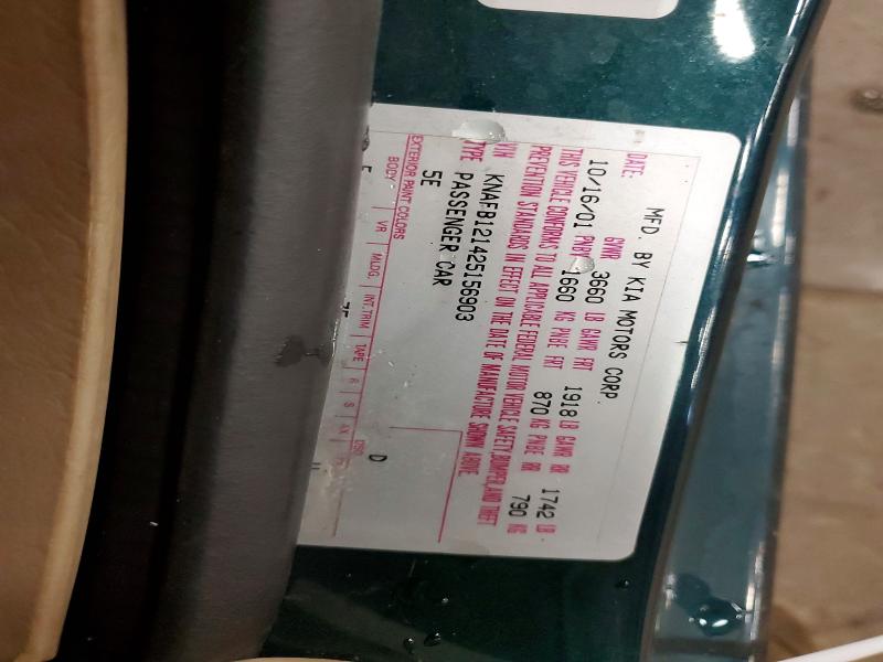 69011586 :رقم المزاد ، KNAFB121425156903 vin ، 2002 Kia Spectra مزاد بيع