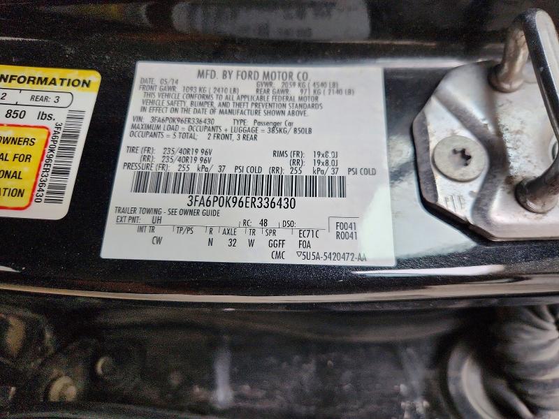 2014 Ford Fusion მანქანა იყიდება აუქციონზე, vin: 3FA6P0K96ER336430, აუქციონის ნომერი: 69845336