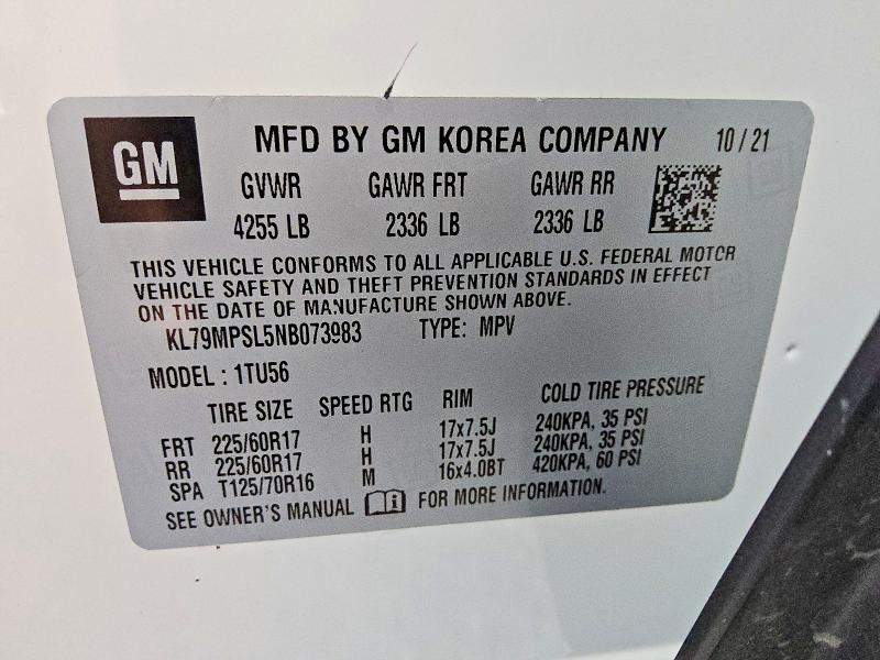 Aukcja sprzedaży 2022 Chevrolet Trailblazer, vin: KL79MPSL5NB073983, numer aukcji: 69112256