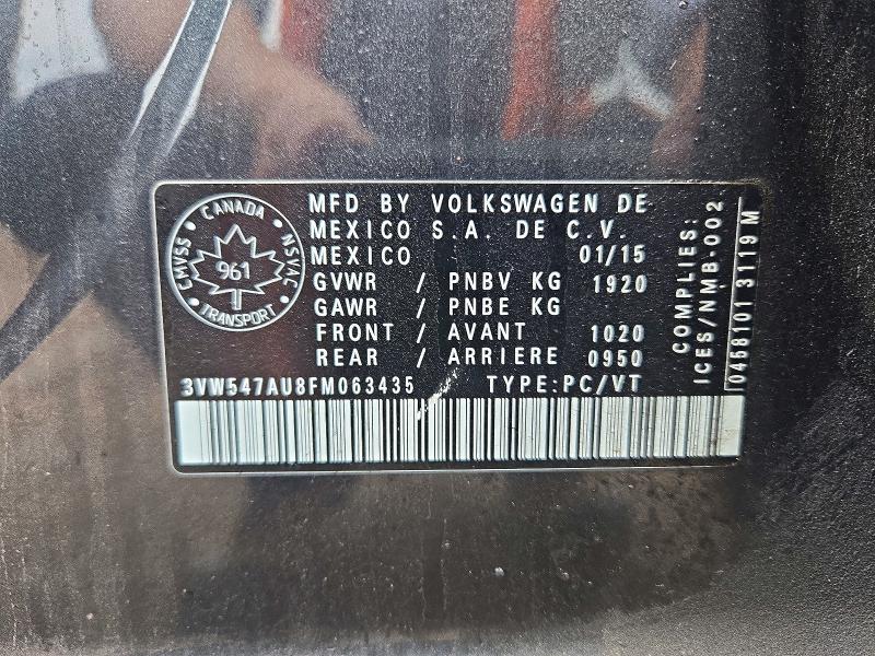 66362886 :رقم المزاد ، 3VW547AU8FM063435 vin ، 2015 Volkswagen Gti مزاد بيع