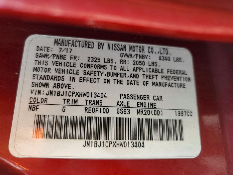2017 Nissan Rogue Sport მანქანა იყიდება აუქციონზე, vin: JN1BJ1CPXHW013404, აუქციონის ნომერი: 70829996