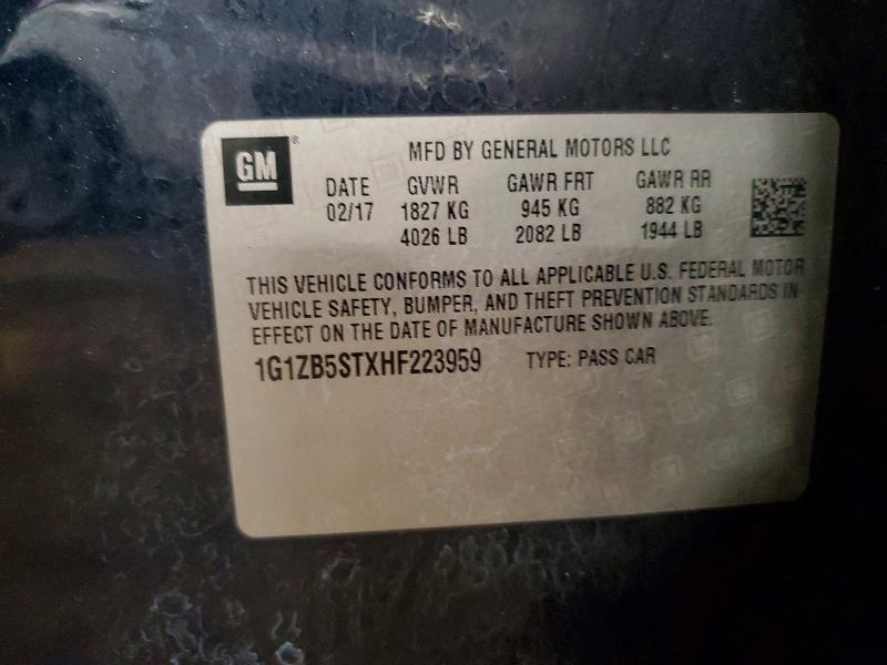 67094356 :رقم المزاد ، 1G1ZB5STXHF223959 vin ، 2017 Chevrolet Malibu مزاد بيع