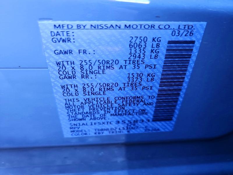 Aukcja sprzedaży 2026 Infiniti Qx60, vin: 5N1AL1FSXTC355833, numer aukcji: 70447356