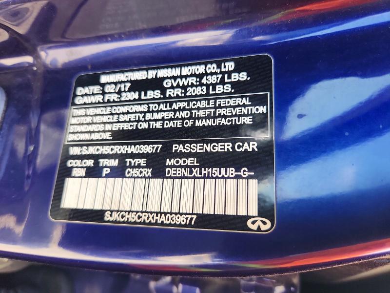 2017 Infiniti Qx30 მანქანა იყიდება აუქციონზე, vin: SJKCH5CRXHA039677, აუქციონის ნომერი: 69777706