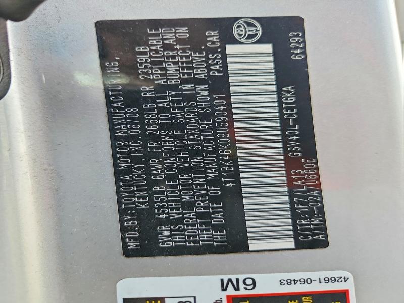 68773176 :رقم المزاد ، 4T1BK46K09U590401 vin ، 2009 Toyota Camry مزاد بيع