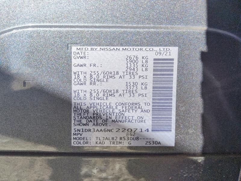 Продаж на аукціоні авто 2022 Nissan Pathfinder, vin: 5N1DR3AA6NC220714, номер лоту: 67797946