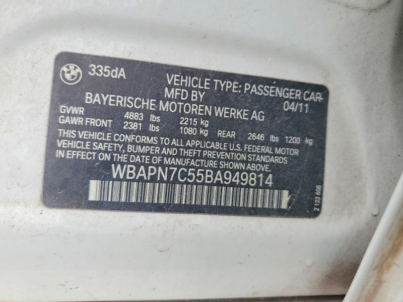 Aukcja sprzedaży 2011 Bmw 335, vin: WBAPN7C55BA949814, numer aukcji: 66603346