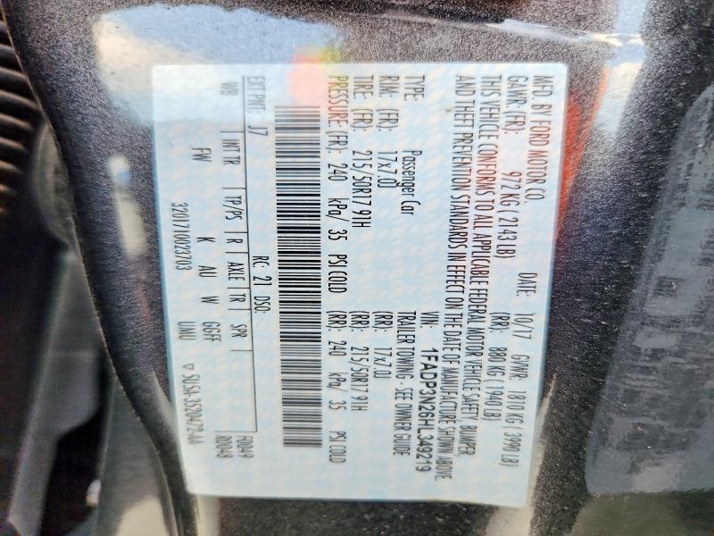 2017 Ford Focus მანქანა იყიდება აუქციონზე, vin: 1FADP3N26HL349219, აუქციონის ნომერი: 67090106