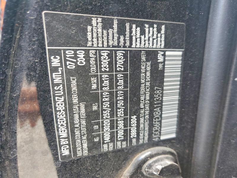 Aukcja sprzedaży 2011 Mercedes-benz R, vin: 4JGCB6FEXBA113587, numer aukcji: 67502486