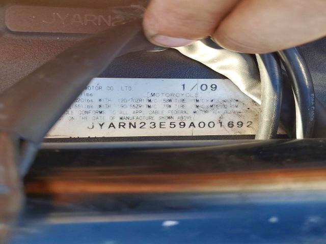 Продаж на аукціоні авто 2009 Yamaha Yzfr1, vin: JYARN23E59A001692, номер лоту: 66567226