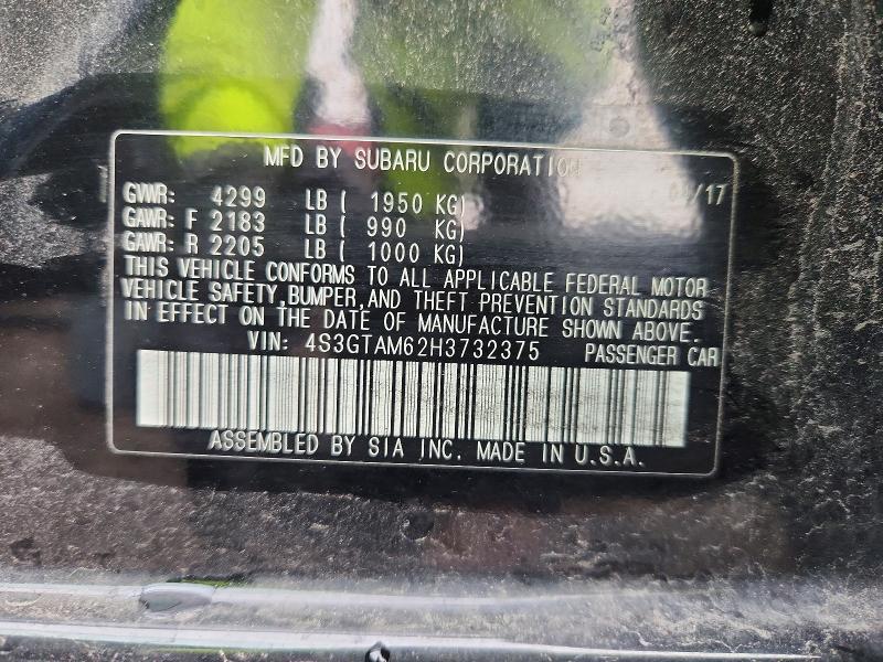 67141586 :رقم المزاد ، 4S3GTAM62H3732375 vin ، 2017 Subaru Impreza مزاد بيع