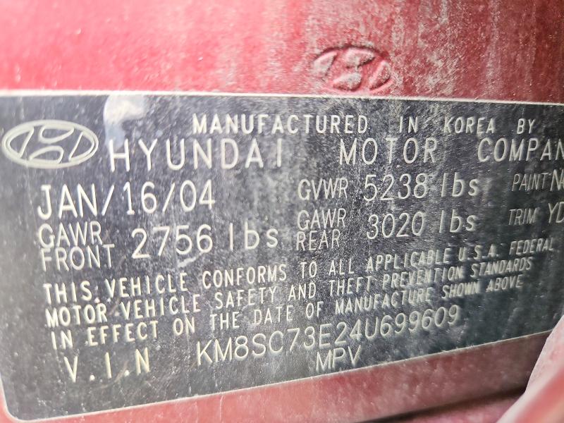 Продажа на аукционе авто 2004 Hyundai Santa Fe, vin: KM8SC73E24U699609, номер лота: 69714656