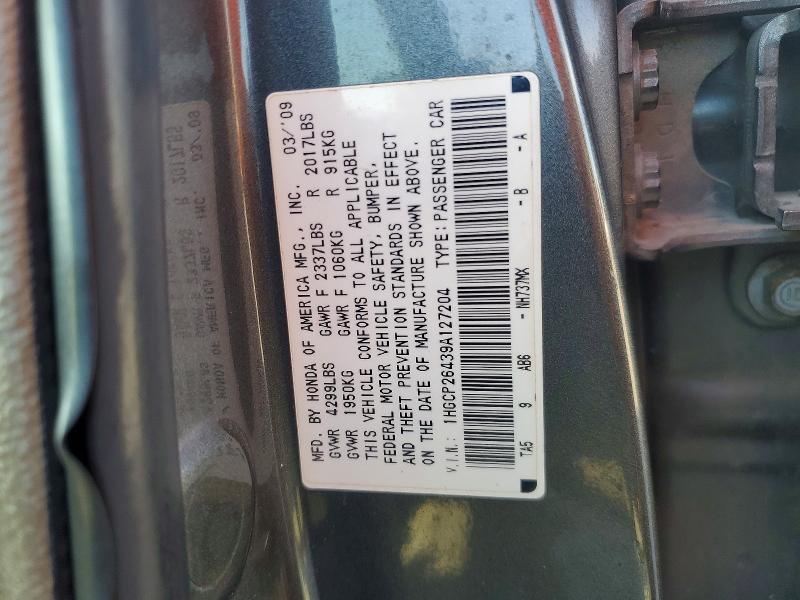 Aukcja sprzedaży 2009 Honda Accord, vin: 1HGCP26439A127204, numer aukcji: 68397656