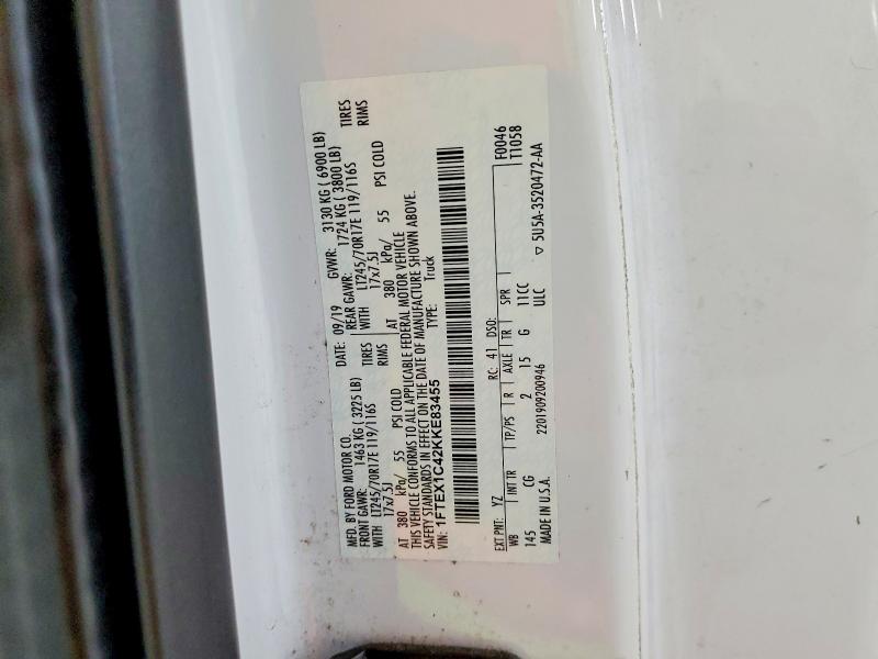 70602846 :رقم المزاد ، 1FTEX1C42KKE83455 vin ، 2019 Ford F150 مزاد بيع