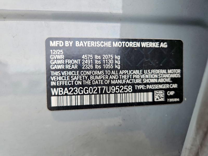 2026 Bmw 228xi მანქანა იყიდება აუქციონზე, vin: WBA23GG02T7U95258, აუქციონის ნომერი: 70155006