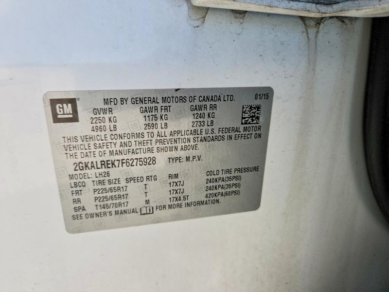 Aukcja sprzedaży 2015 Gmc Terrain, vin: 2GKALREK7F6275928, numer aukcji: 68029026