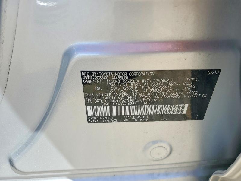 2013 Toyota Rav4 მანქანა იყიდება აუქციონზე, vin: JTMZFREVXDD016297, აუქციონის ნომერი: 67801986