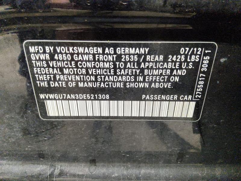 2013 Volkswagen Cc მანქანა იყიდება აუქციონზე, vin: WVWGU7AN3DE521308, აუქციონის ნომერი: 68414606