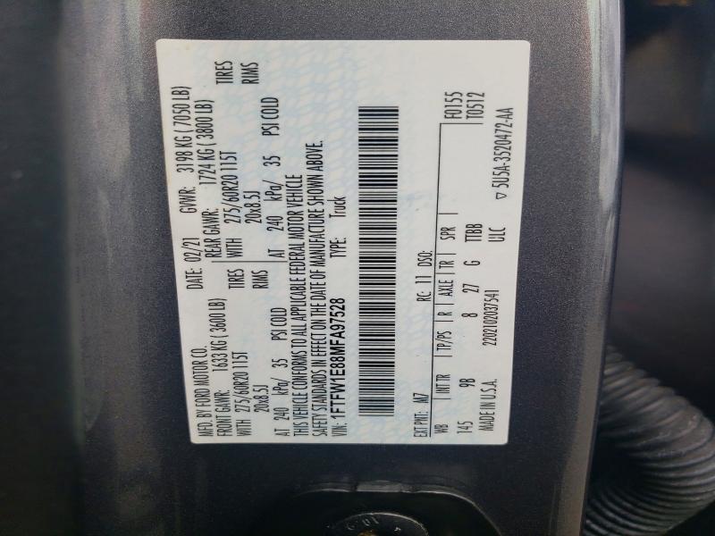 69203586 :رقم المزاد ، 1FTFW1E88MFA97528 vin ، 2021 Ford F150 مزاد بيع