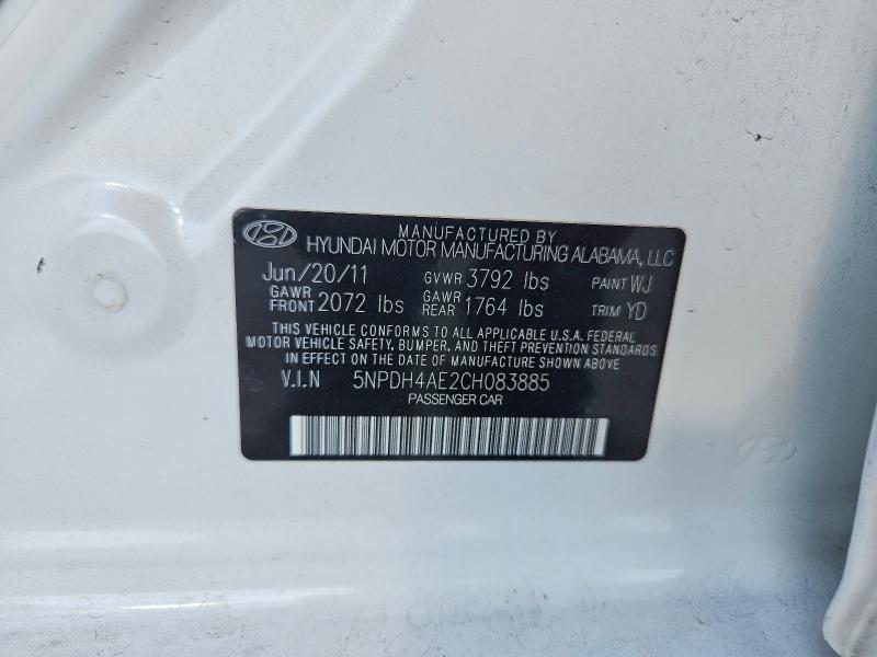 2012 Hyundai Elantra მანქანა იყიდება აუქციონზე, vin: 5NPDH4AE2CH083885, აუქციონის ნომერი: 69282706