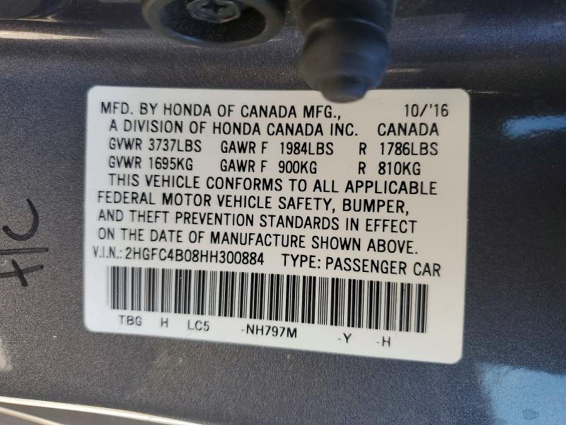 Aukcja sprzedaży 2017 Honda Civic, vin: 2HGFC4B08HH300884, numer aukcji: 67385746