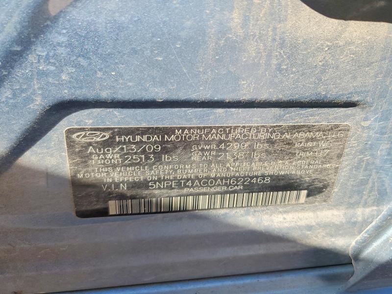 Продаж на аукціоні авто 2010 Hyundai Sonata, vin: 5NPET4AC0AH622468, номер лоту: 71096696