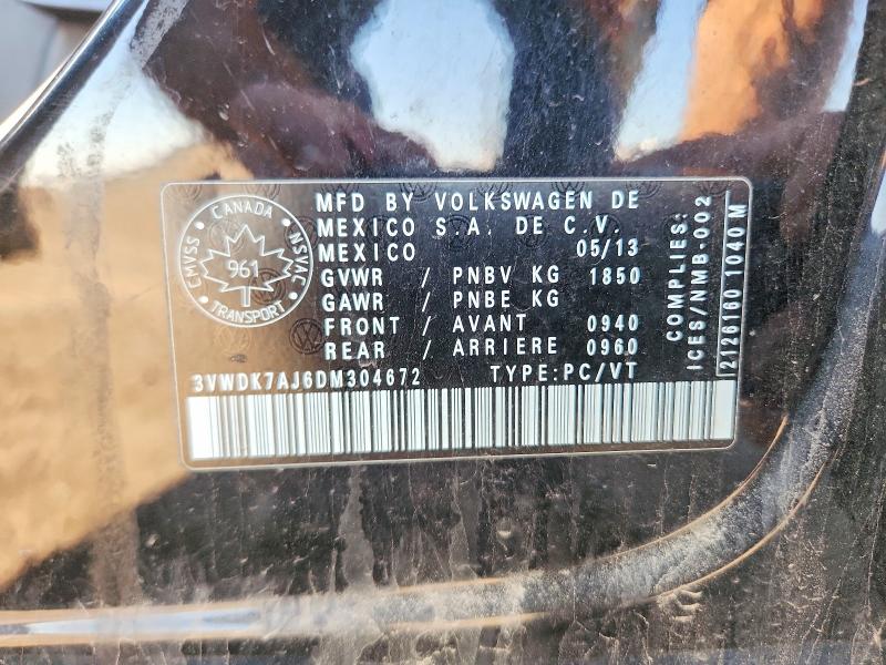 Aukcja sprzedaży 2013 Volkswagen Jetta, vin: 3VWDK7AJ6DM304672, numer aukcji: 69621846