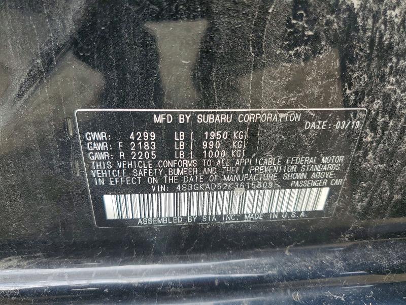 68069736 :رقم المزاد ، 4S3GKAD62K3615809 vin ، 2019 Subaru Impreza مزاد بيع