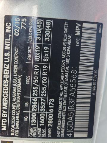 70722006 :رقم المزاد ، 4JGDA5JB3FA555681 vin ، 2015 Mercedes-benz Ml مزاد بيع
