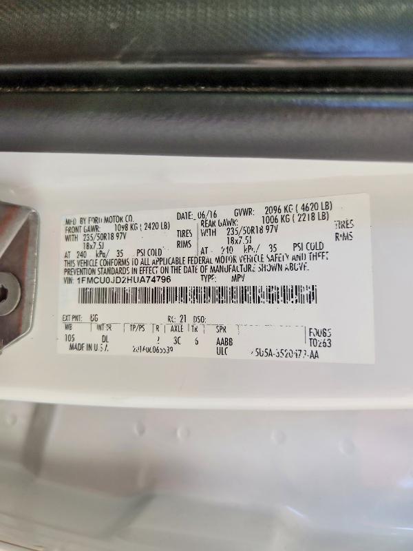 Aukcja sprzedaży 2017 Ford Escape, vin: 1FMCU0JD2HUA74796, numer aukcji: 67496856