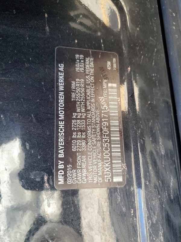 68854926 :رقم المزاد ، 5UXKU0C53F0F91715 vin ، 2015 Bmw X6 مزاد بيع