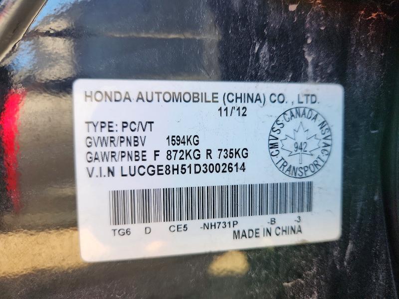 Aukcja sprzedaży 2013 Honda Fit, vin: LUCGE8H51D3002614, numer aukcji: 69999366