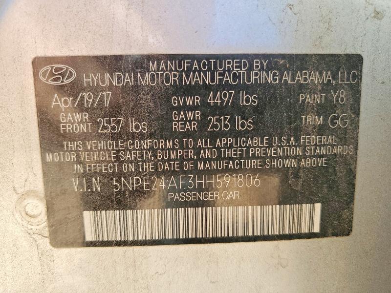 Aukcja sprzedaży 2017 Hyundai Sonata, vin: 5NPE24AF3HH591806, numer aukcji: 68191196