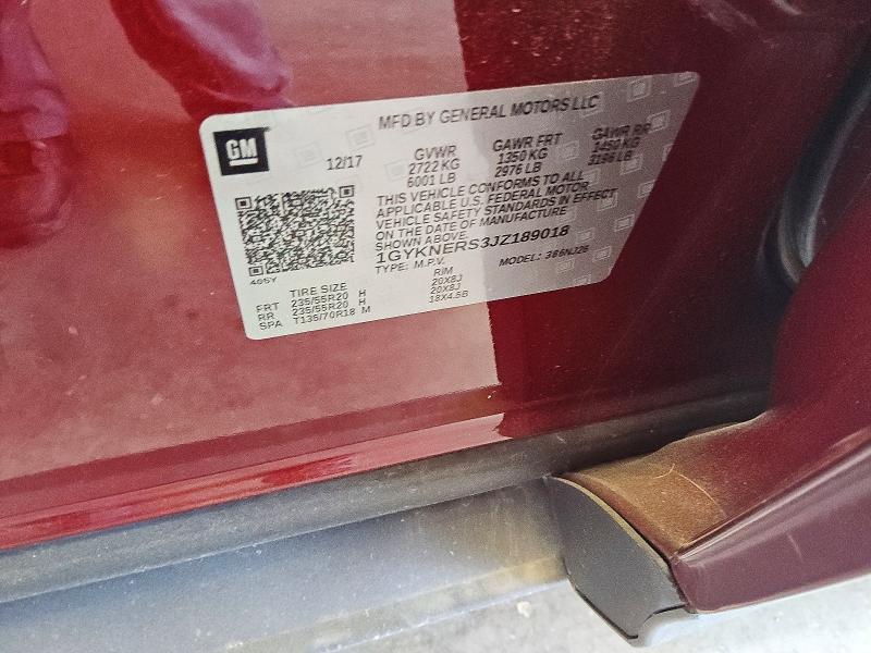 57031496 :رقم المزاد ، 1GYKNERS3JZ189018 vin ، 2018 Cadillac Xt5 مزاد بيع