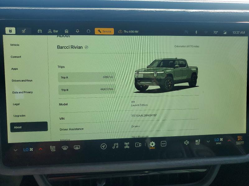 Aukcja sprzedaży 2022 Rivian R1t, vin: 7FCTGAAL2NN004787, numer aukcji: 67307156